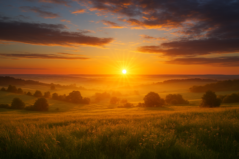 Sunrise over a field